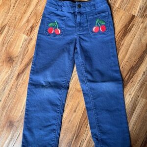 Mini Boden Navy Jeans with Cherry Detail